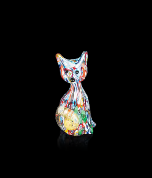 Gatto piccolo murrine multicolor/oro