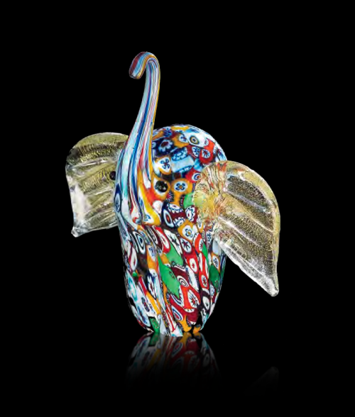 Elefante piccolo murrine multicolor/oro