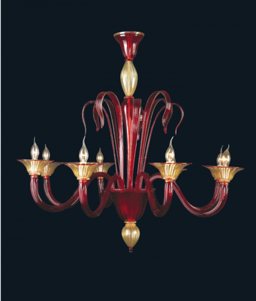 Lamp. 8 Luci Rosso/Oro